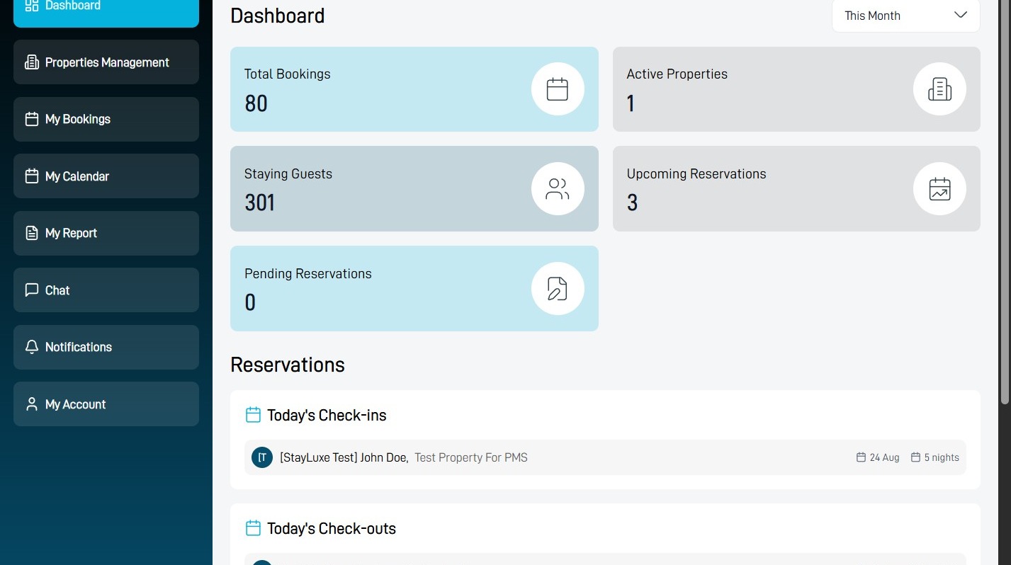 StayLuxe host dashboard