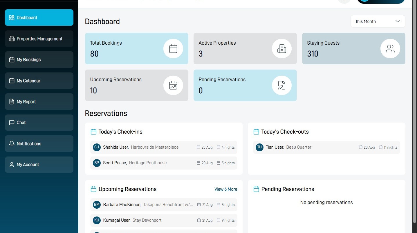 StayLuxe host dashboard