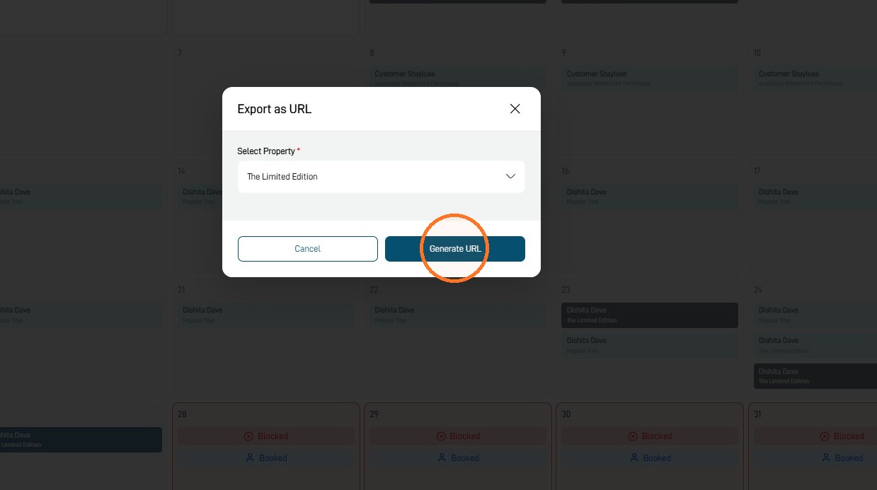 Generate URL button