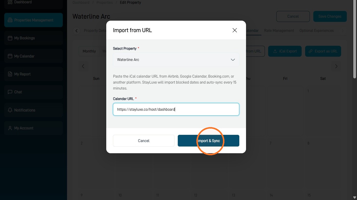 Import and Sync button